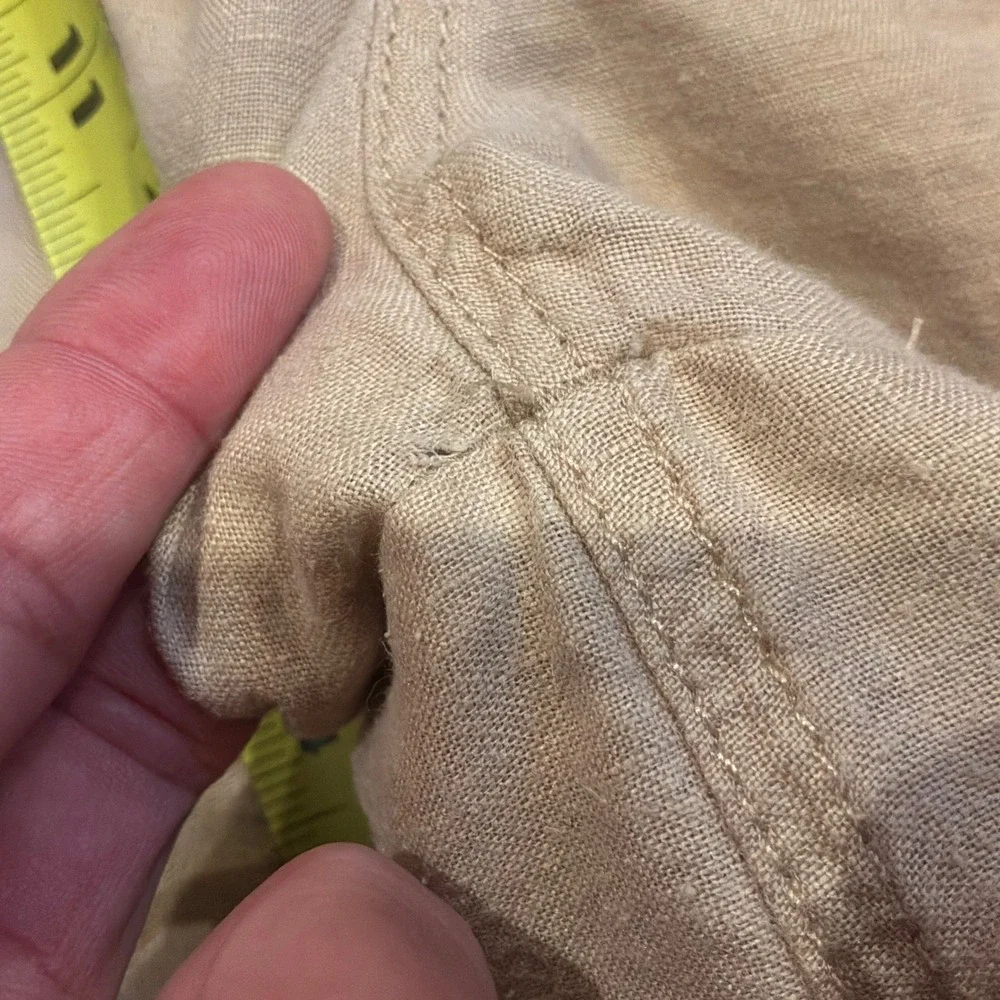 Ralph Lauren Womens Utility Shorts 14 100% Linen Khaki High Rise Beach READ